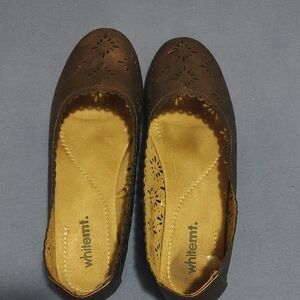 Whitemt Brown Laser-Cut Women's Flats